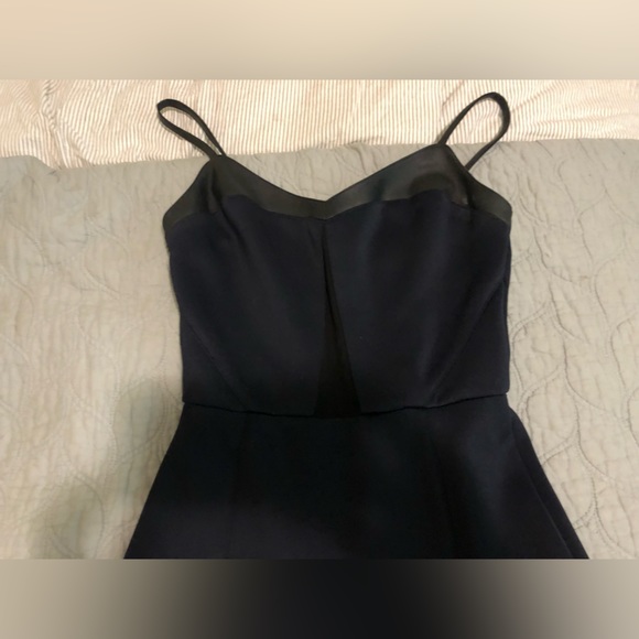 Navy blue dress with leather accent - Picture 3 of 5